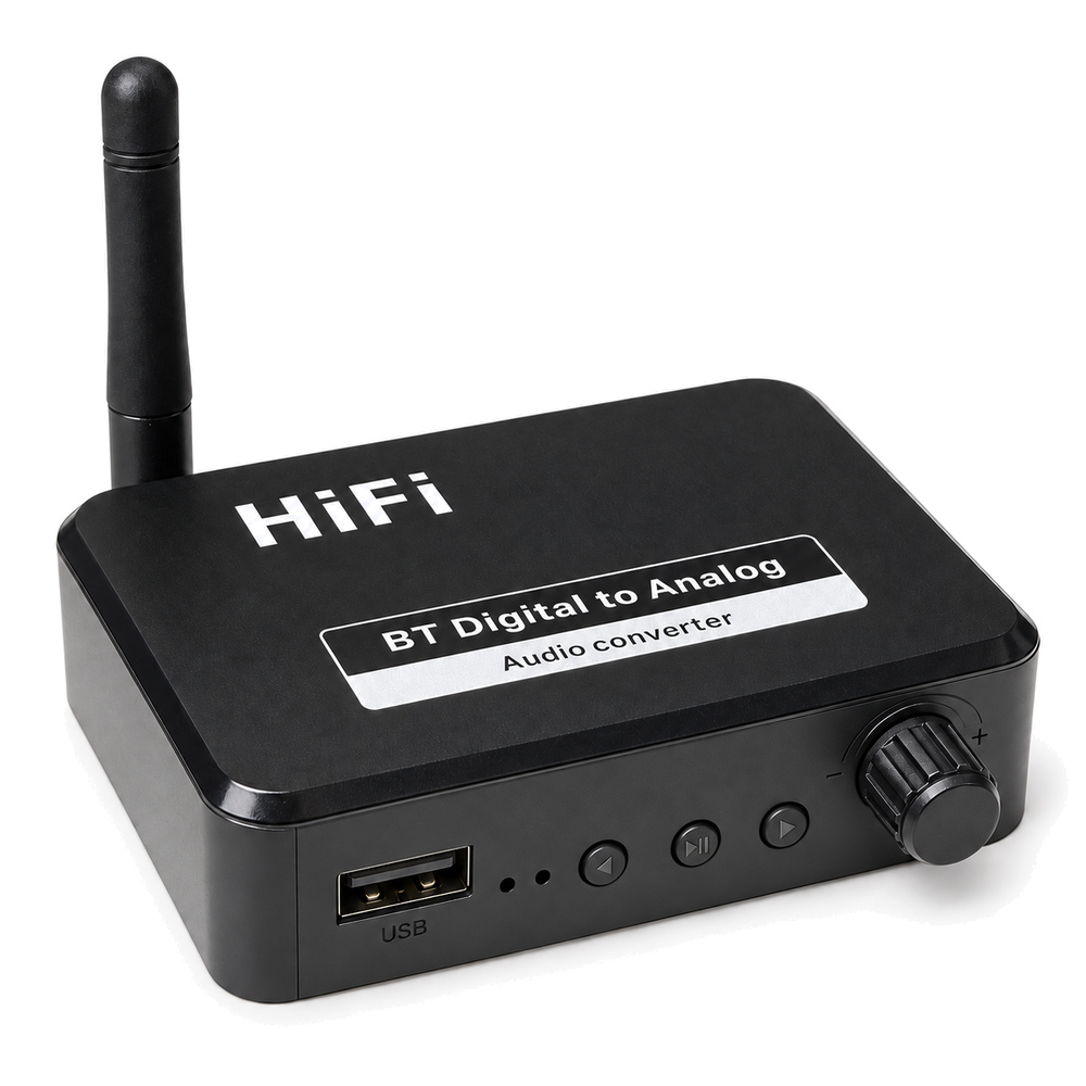 Home B35 Bluetooth receiver with front playback buttons and volume knob
